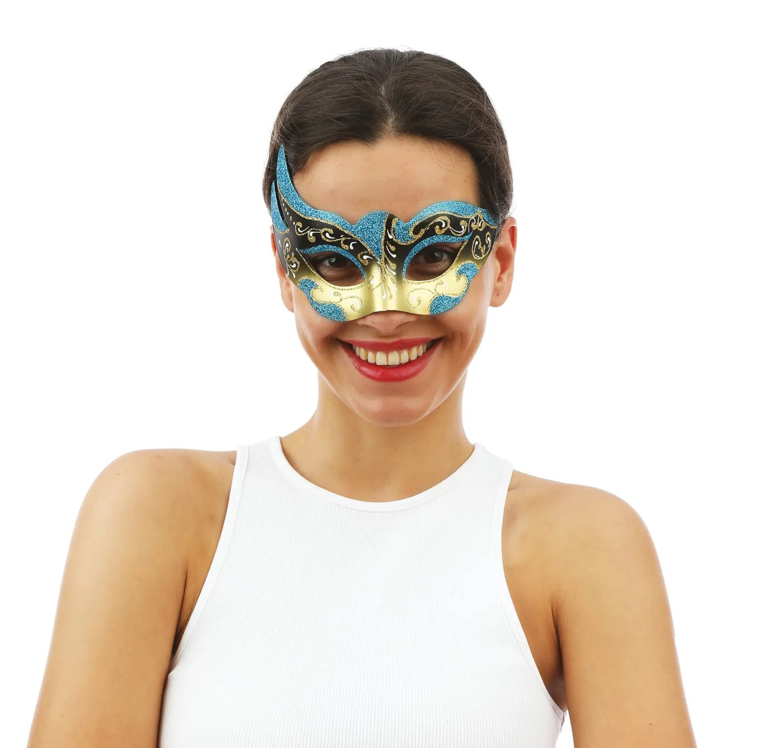 P'tit Clown 23405 maschera veneziana blu oro adulto