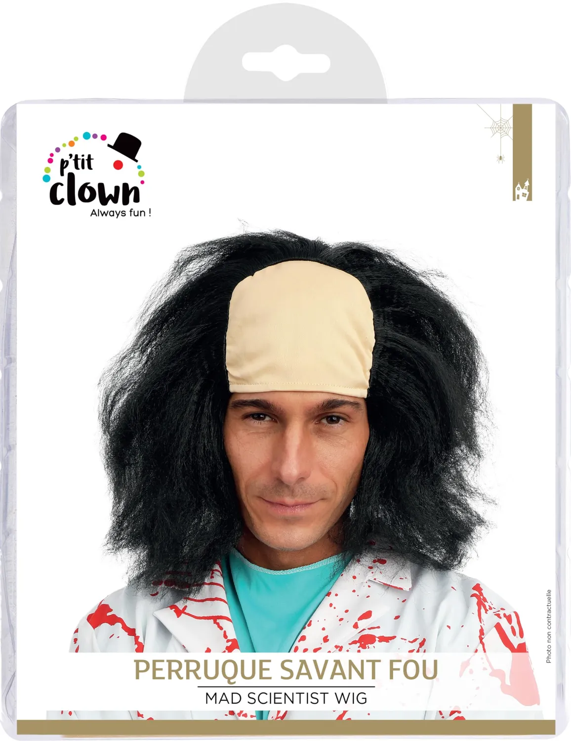 P'tit Clown 68501 parrucca scienziato pazzo nero