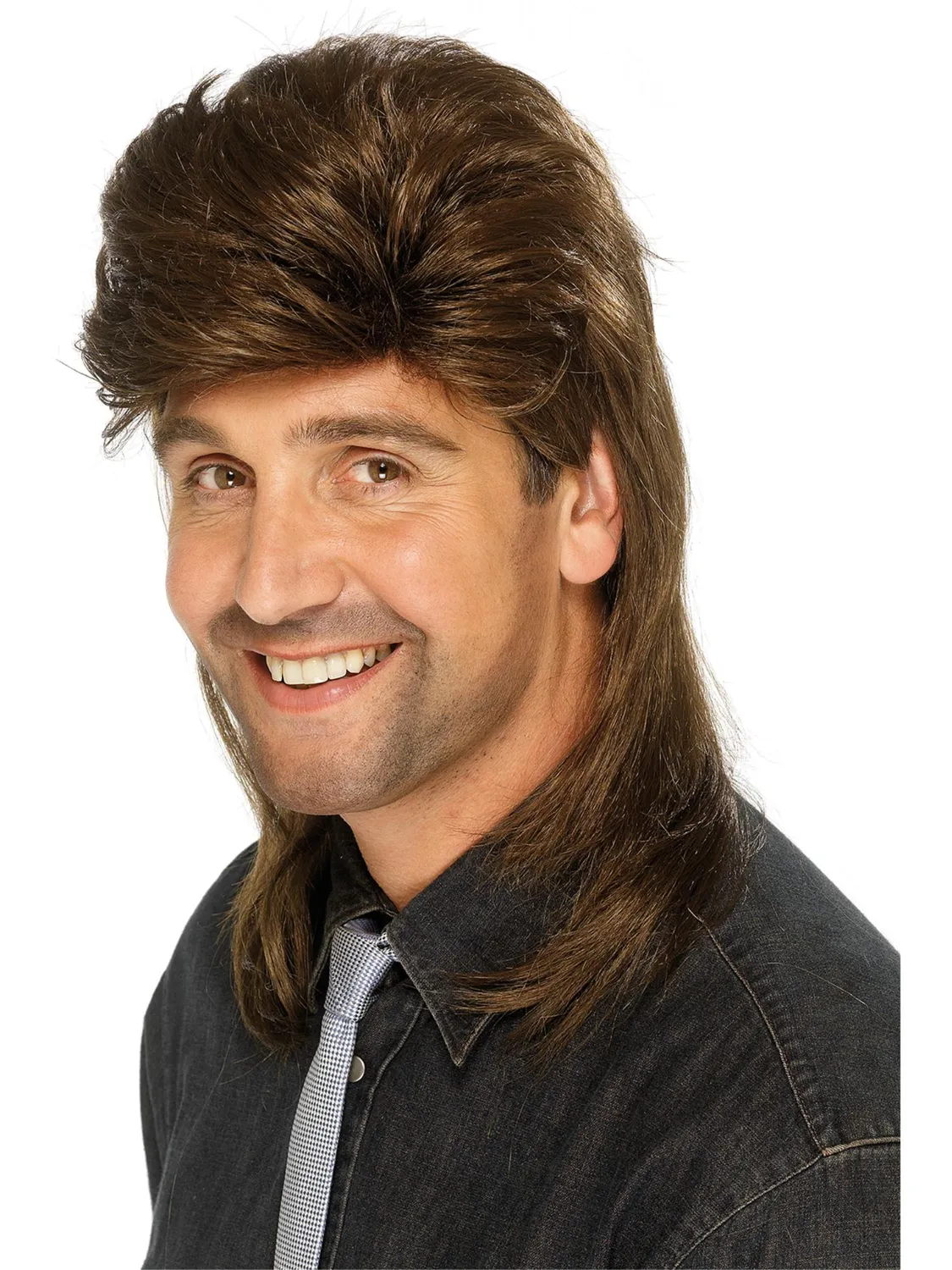 Smiffys Mullet Wig parrucca marrone anni 80