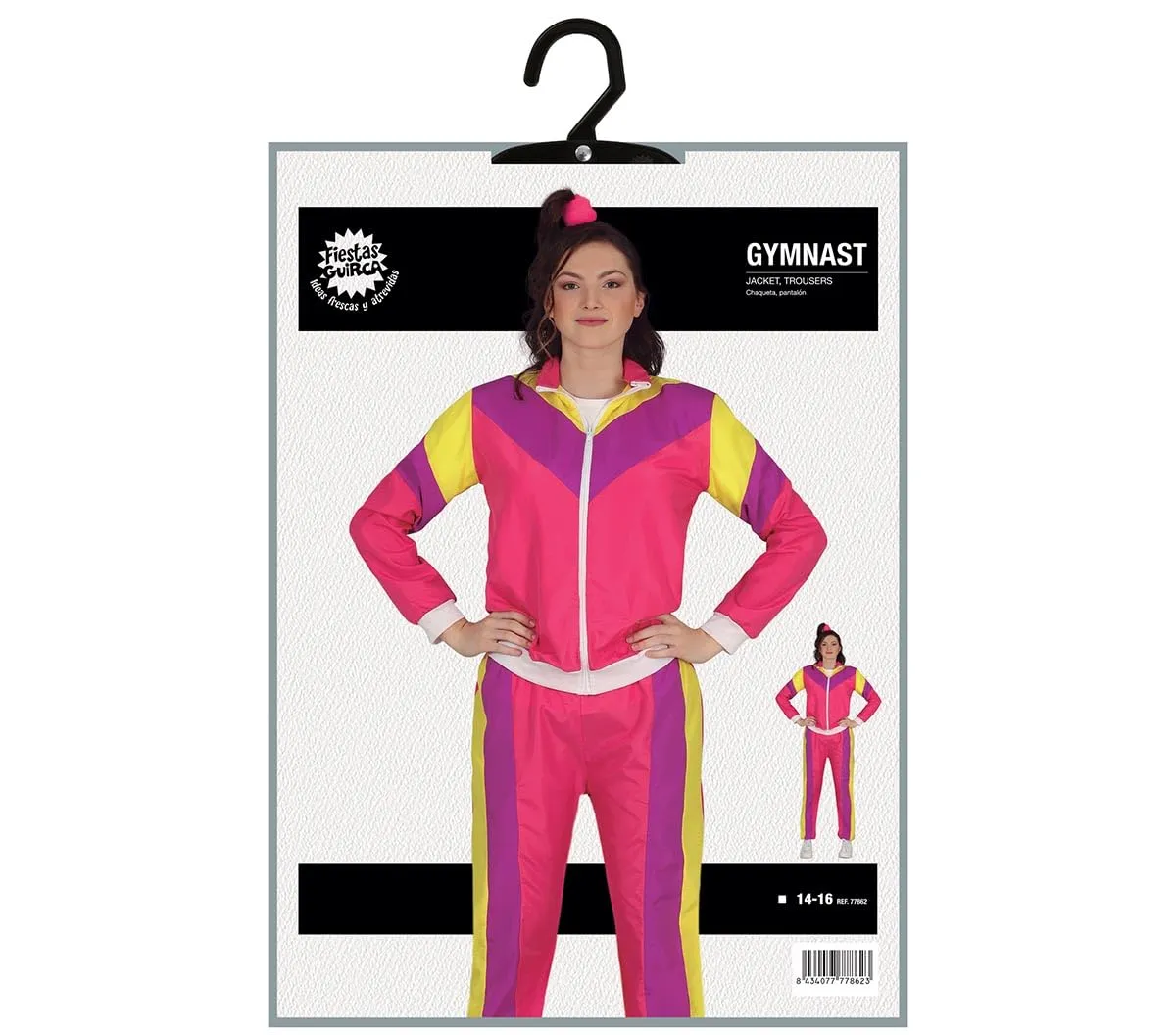 Guirca costume ginnasta anni 80 rosa adolescente