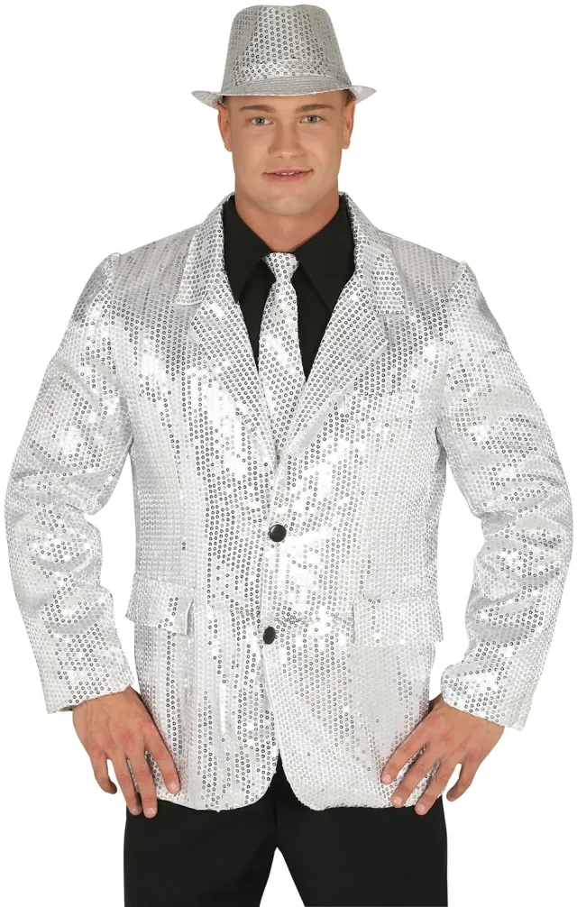 Fiestas Guirca Giacca Paillettes Argento Uomo M 48-50