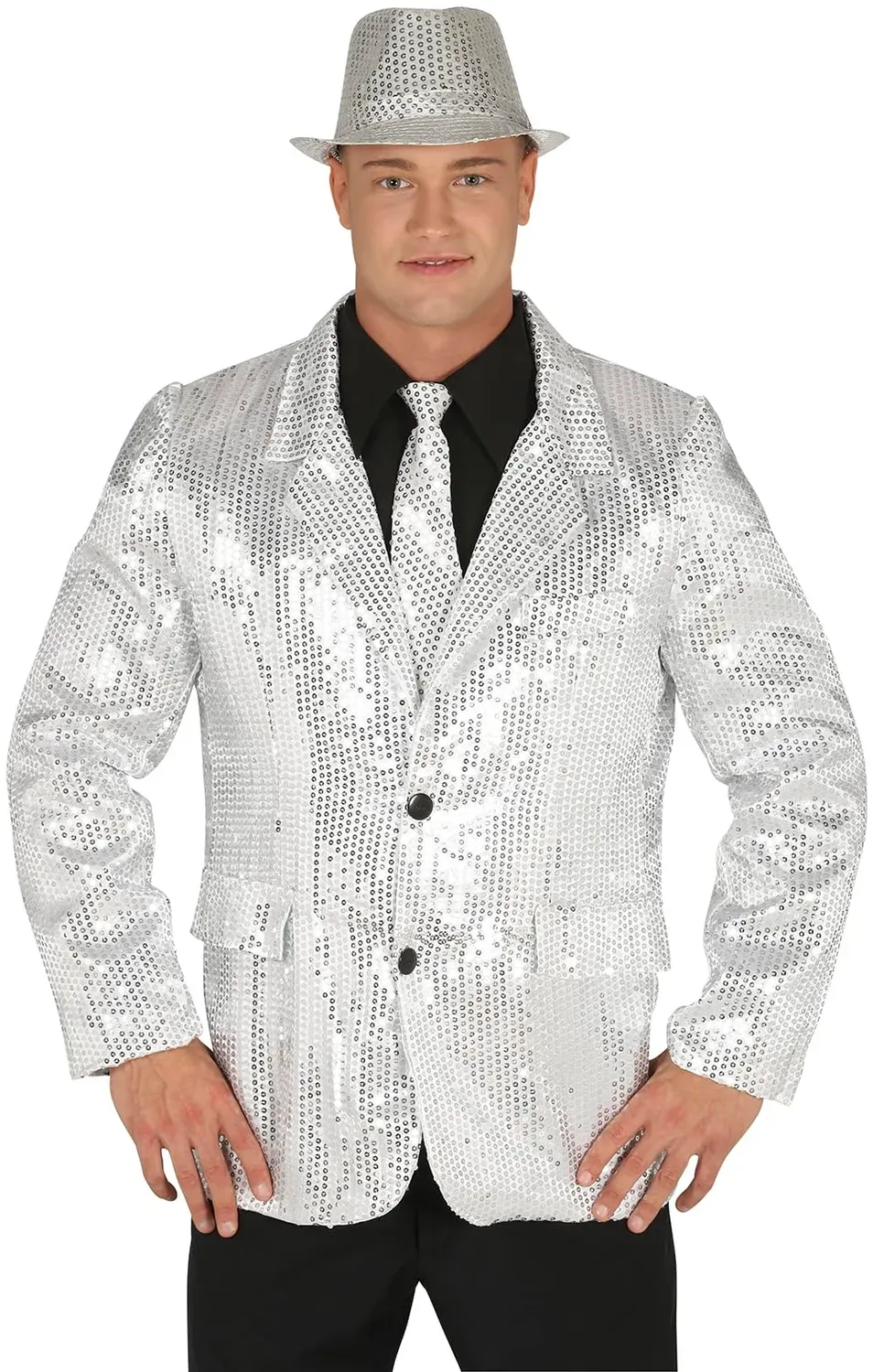 Fiestas Guirca Giacca Paillettes Argento Uomo M 48-50