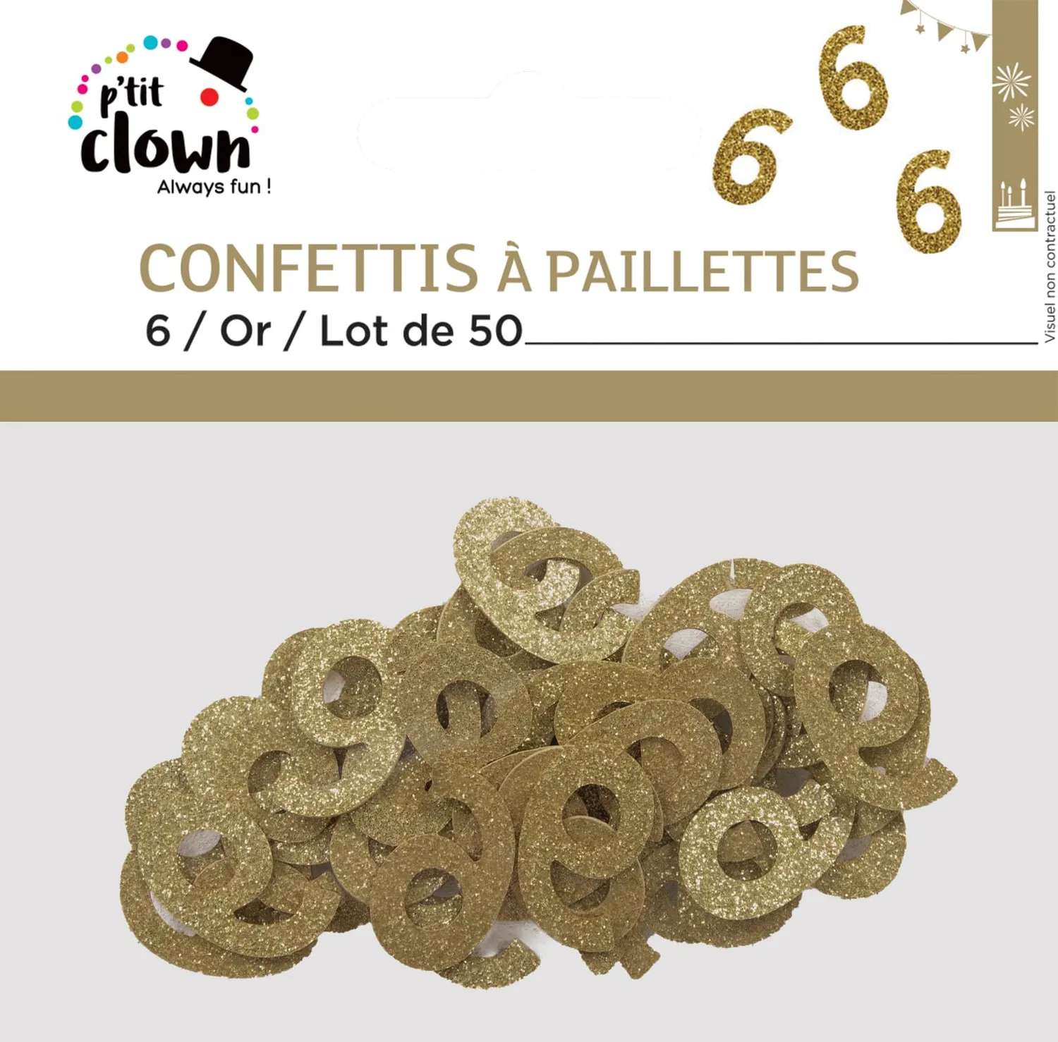 P'tit Clown re21037 coriandoli glitterati oro 50 pezzi