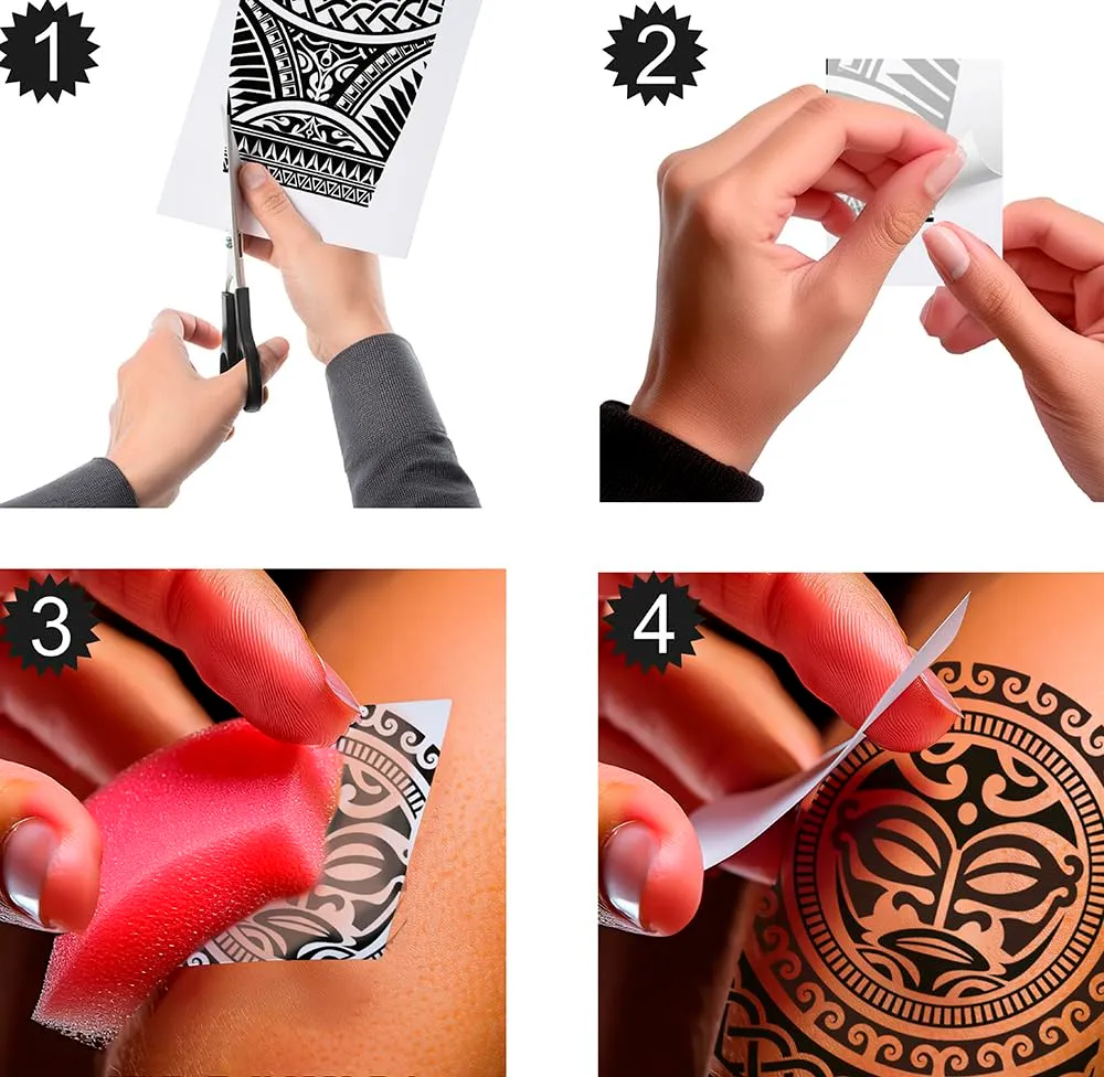Guirca Tatuaggi Tribali Floreali Neri per Feste