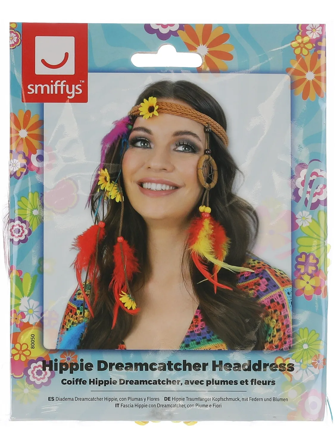 Smiffys Hippie Dreamcatcher fascia piume fiori donna