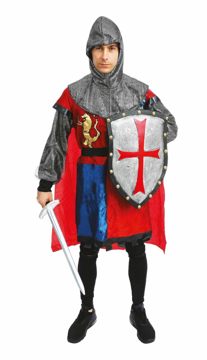 P'tit Clown Cavaliere Medievale costume adulto L-XL rosso blu