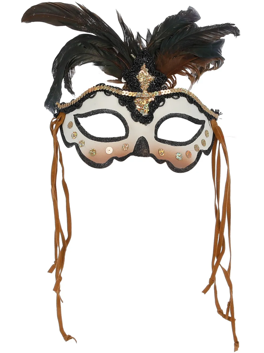 Smiffys Voodoo Priestess mascherina occhi con piume