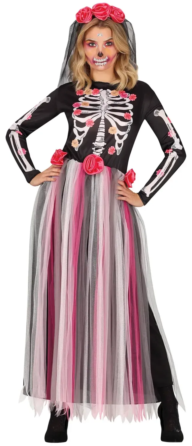 Fiestas Guirca Costume Scheletro Rose Donna S Velo