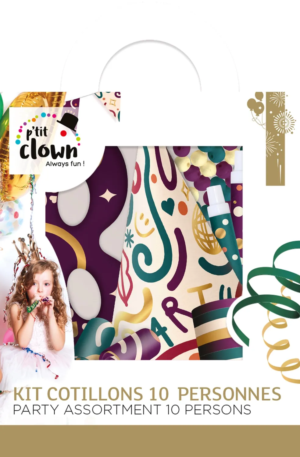 P'tit Clown 23443 kit cotillon 10 persone multicolore