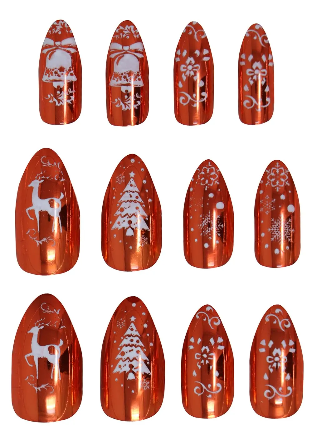 Fiestas Guirca Unghie Finte Natale Rosso Bianco 24 pz