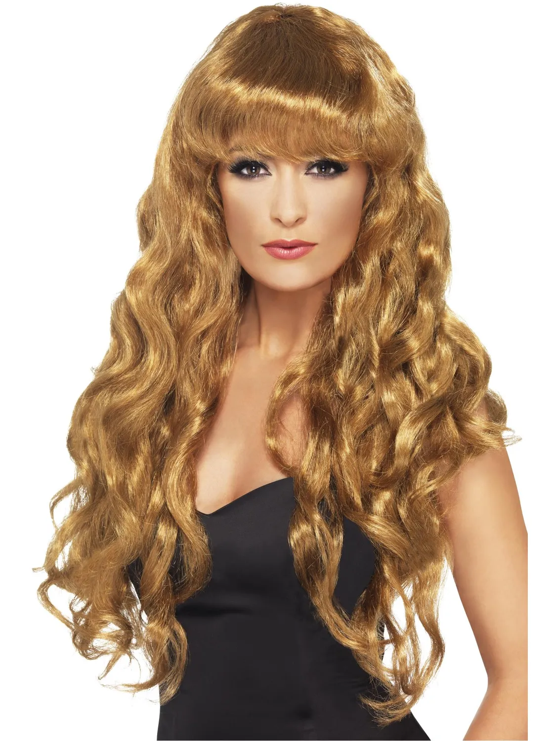 Smiffys Siren parrucca riccia viola lunga frangia donna
