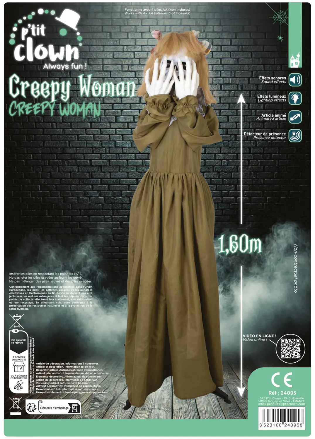 P'tit Clown 24095 donna animatronica 160 cm luminosa
