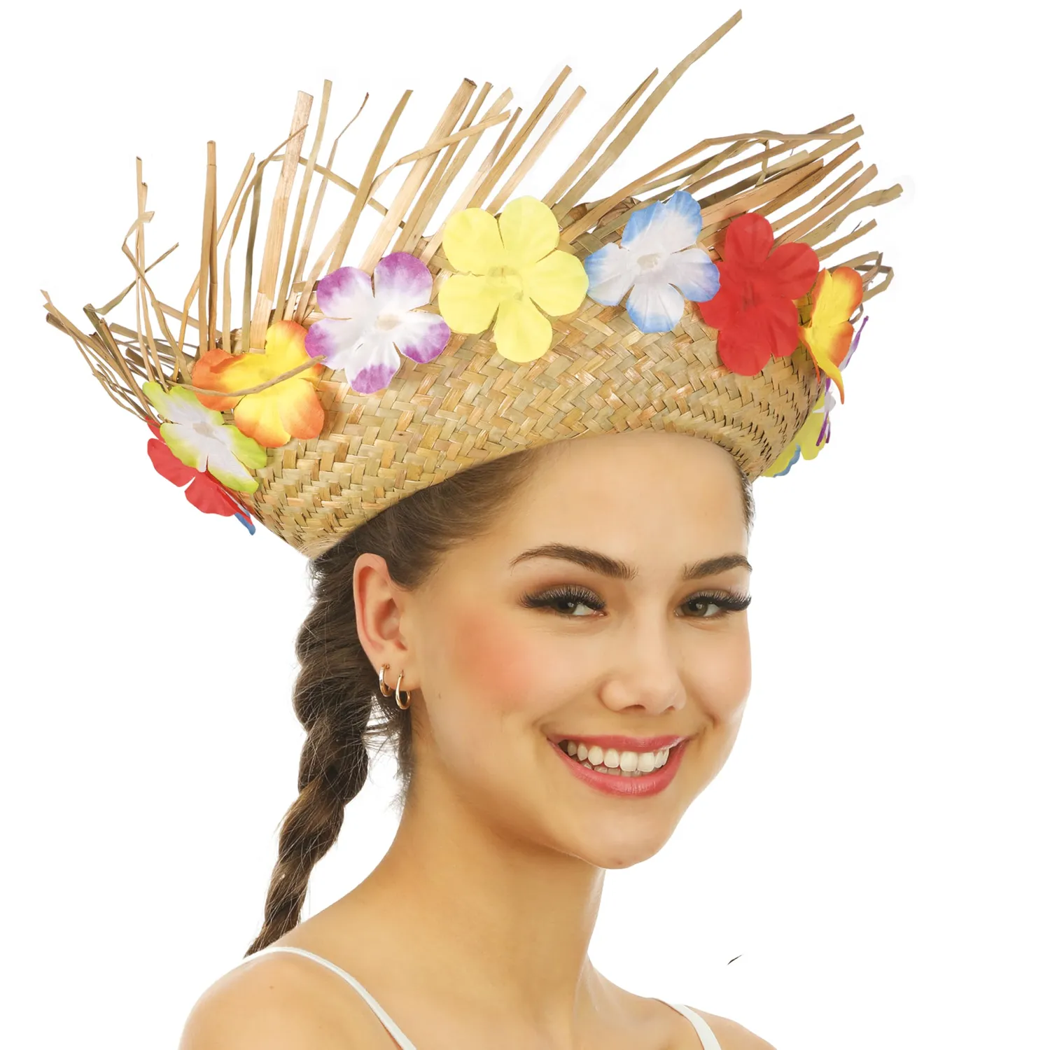 P'tit Clown 95424 Cappello Paglia Hawaiano Fiori Adulto