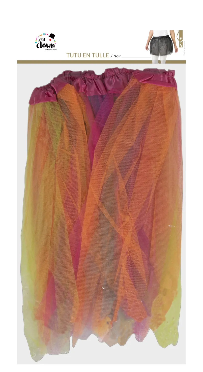 P'tit Clown 39909 Tutù in Tulle Arcobaleno Donna Taglia Unica