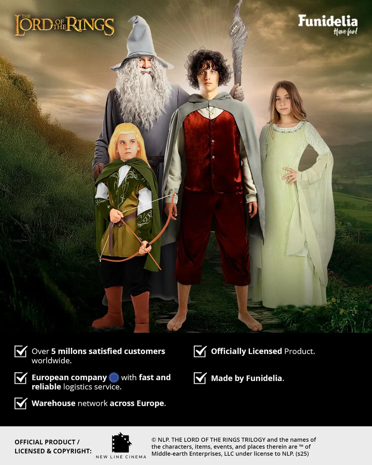 Funidelia Il Signore degli Anelli Gandalf parrucca con barba multicolore