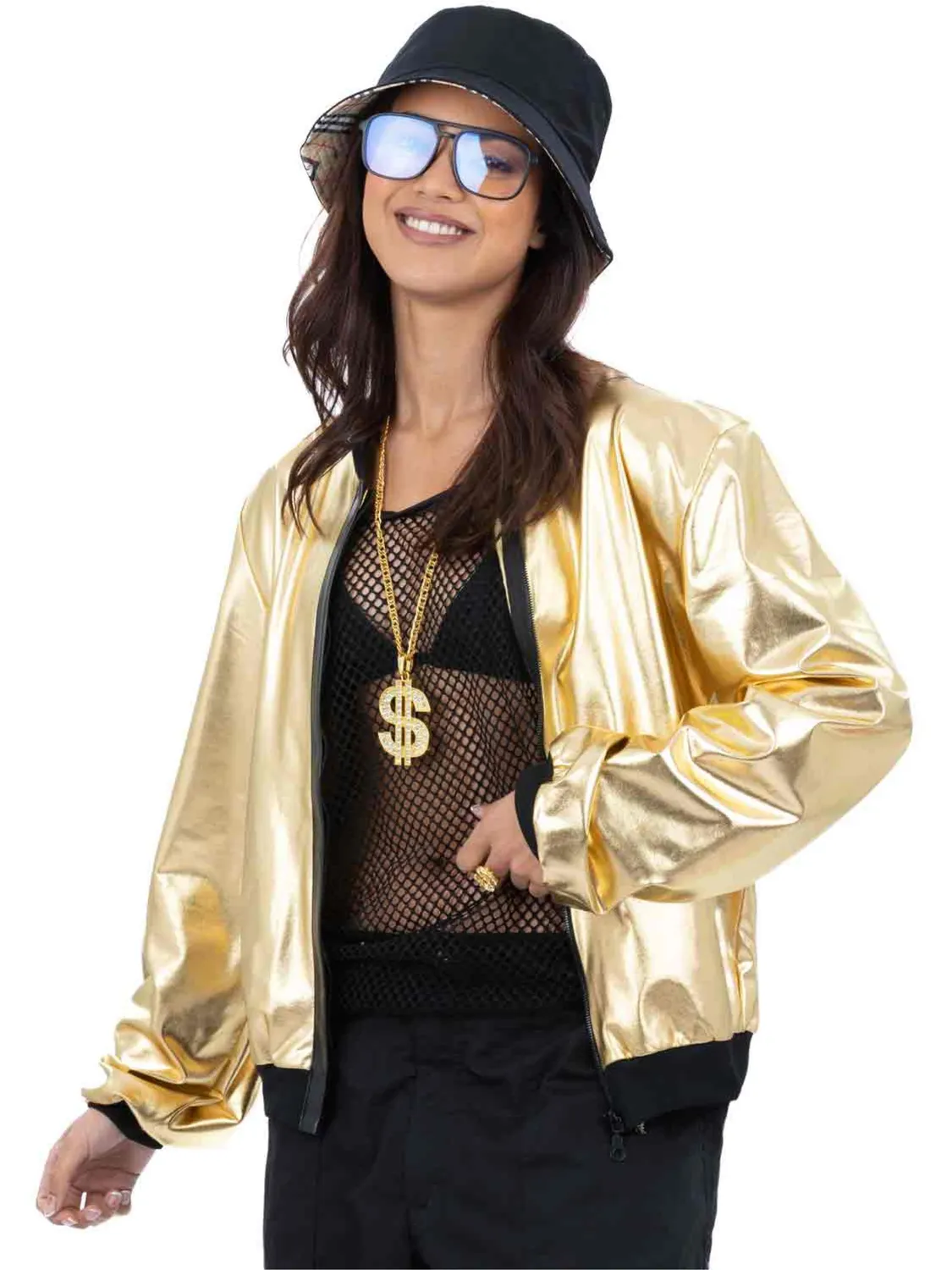 Smiffys Gold Jacket giubbotto oro metallizzato anni 90