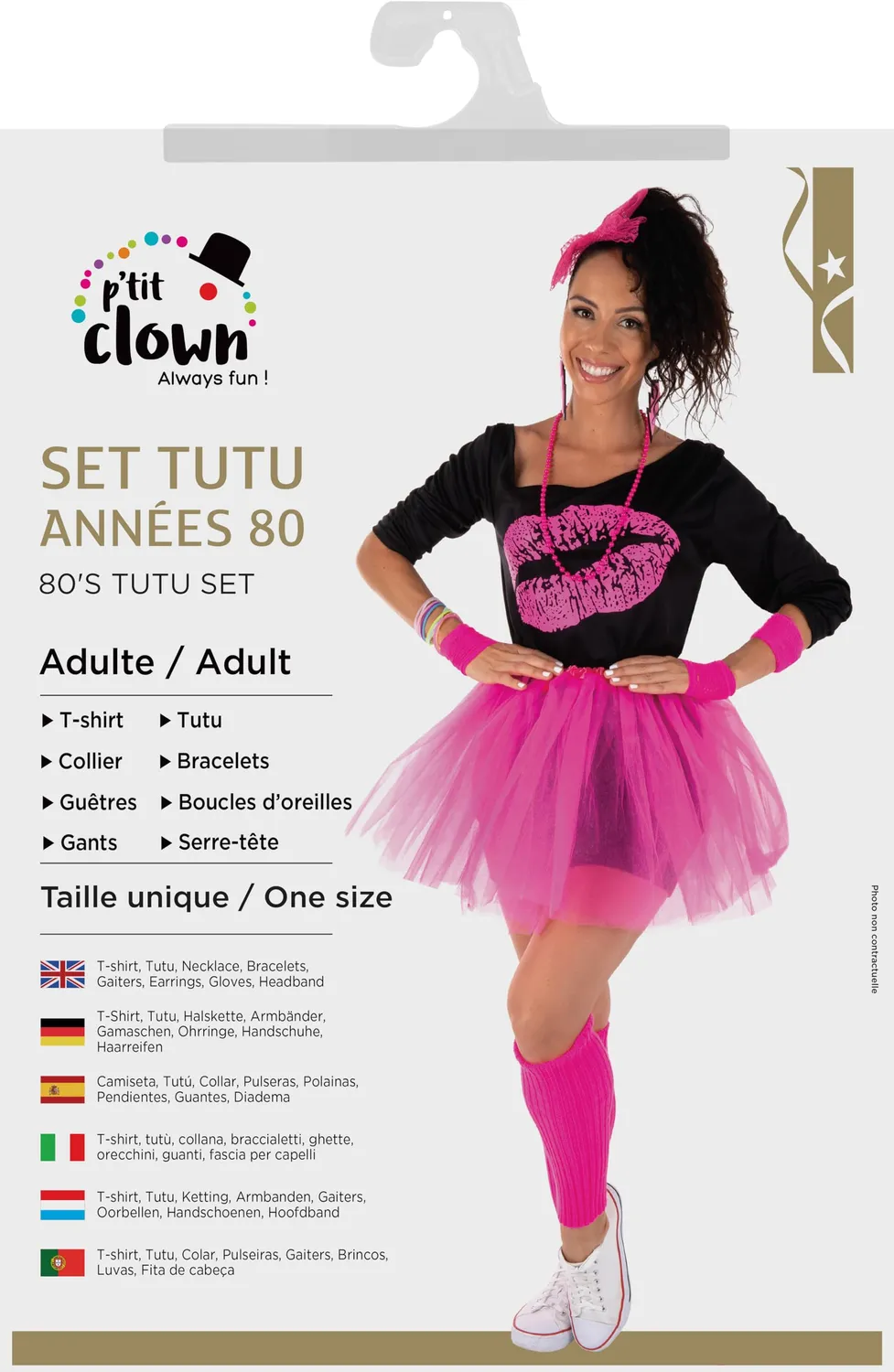 P'tit Clown Anni '80 costume giallo rosa taglia unica