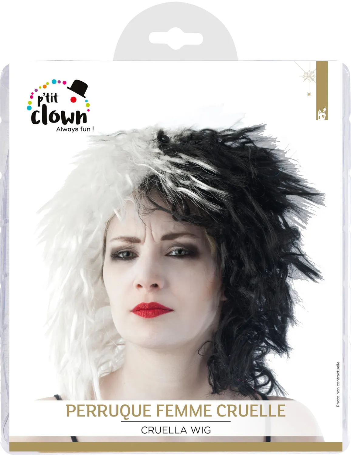 P'tit Clown Parrucca Cruella Nero Bianco Taglia Unica 30720