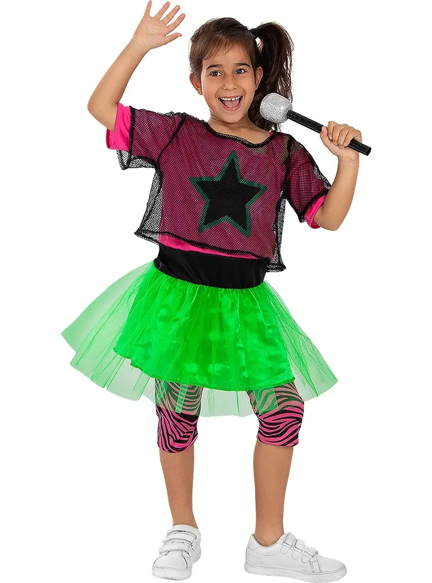 Funidelia Rock Star costume bambina rosa anni 80