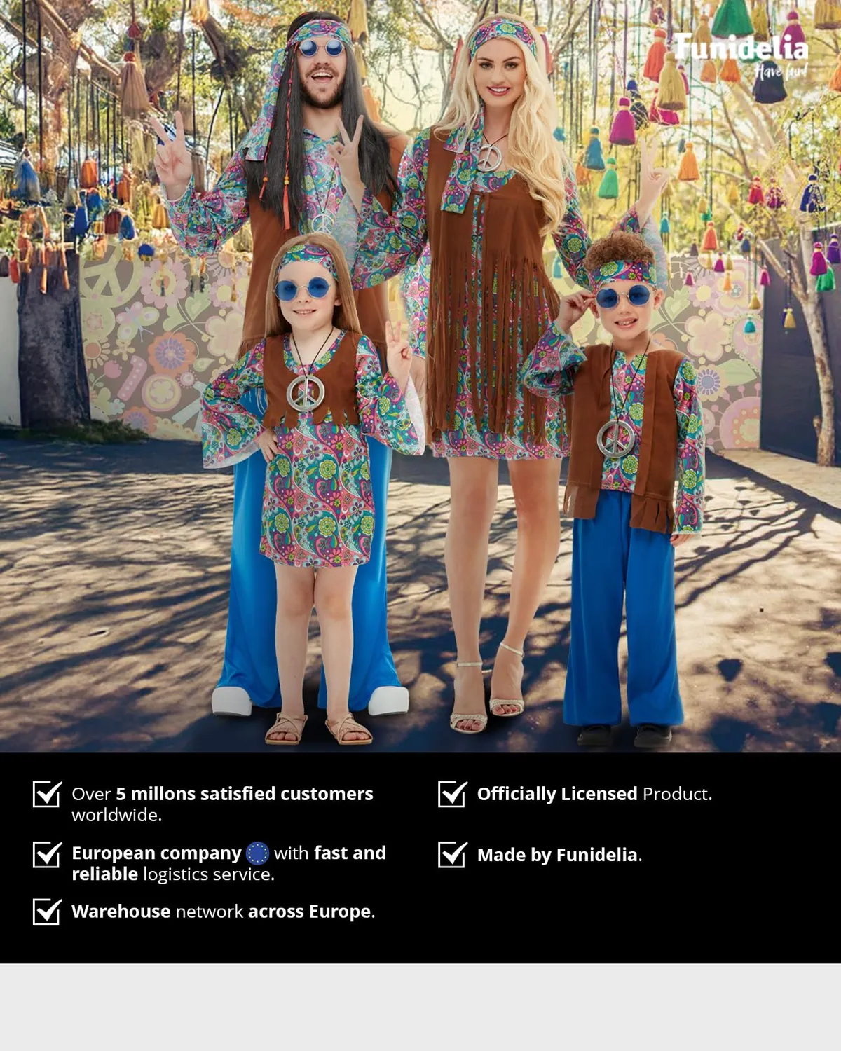 Funidelia Costume Hippie Felice Uomo XL Arancione