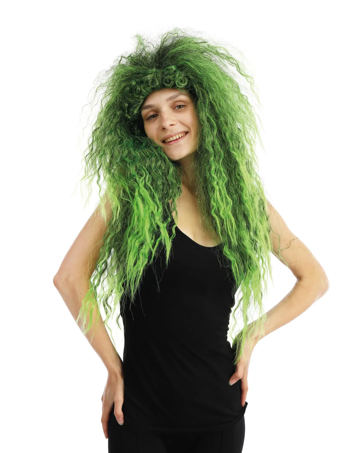 P'tit Clown 23588 parrucca strega verde capelli lunghi