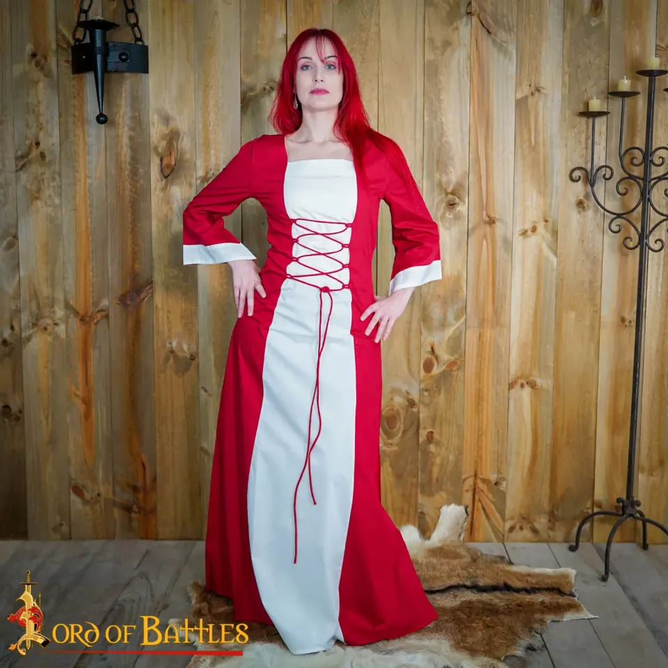La Bottega di Merlino Abito Cotone Rosso Bianco taglia L