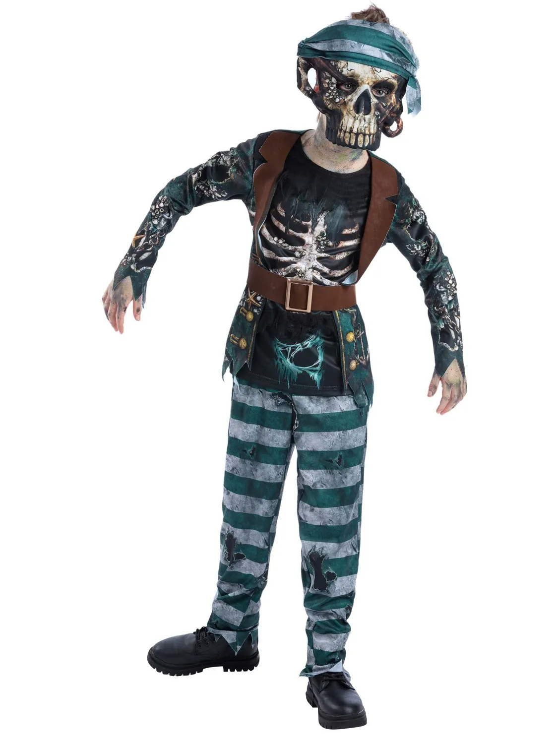 Smiffys Pirata Scheletro Costume Bambino 4-12 anni maschera