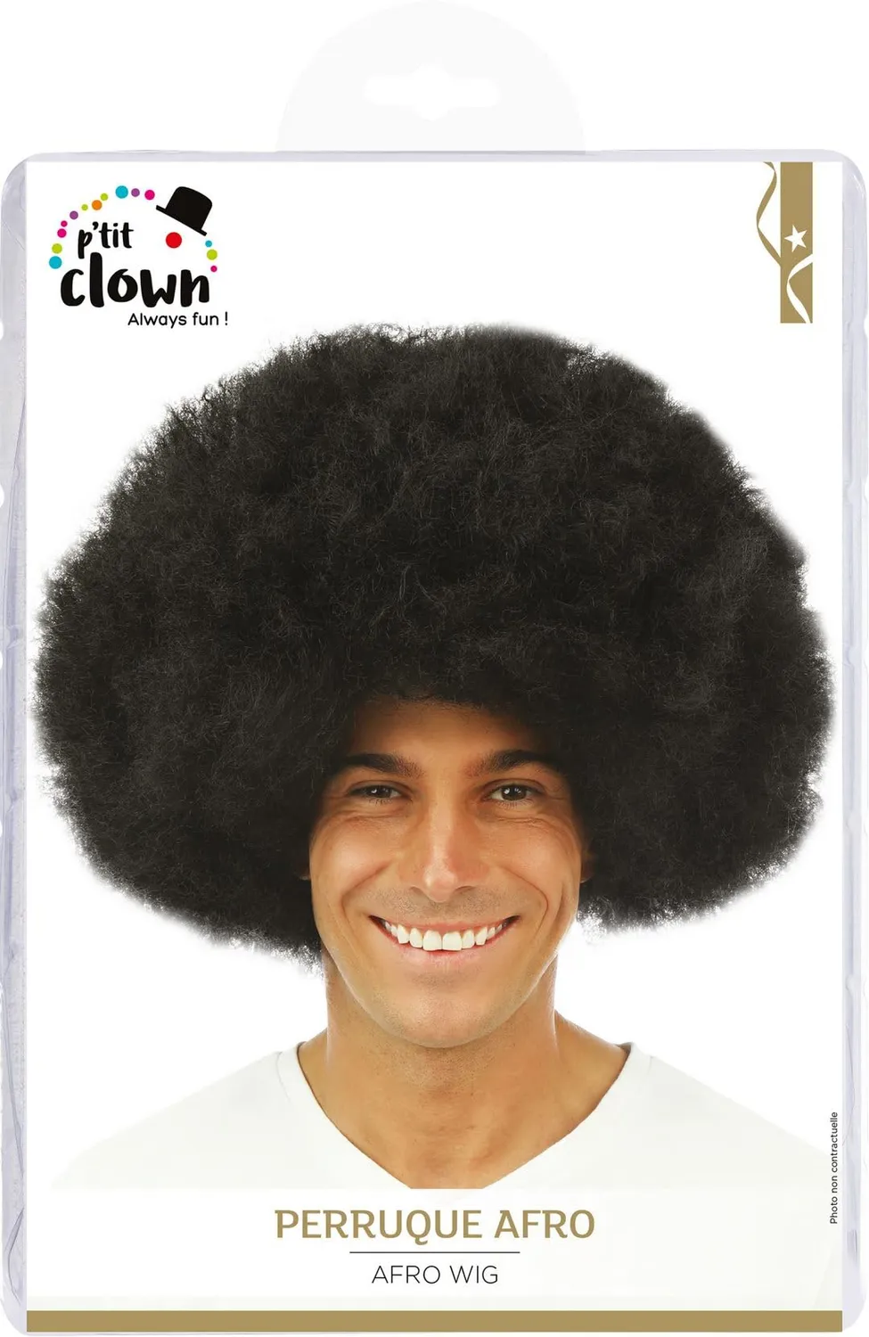 P'tit Clown Parrucca Big Afro Crespa Nera Carnevale