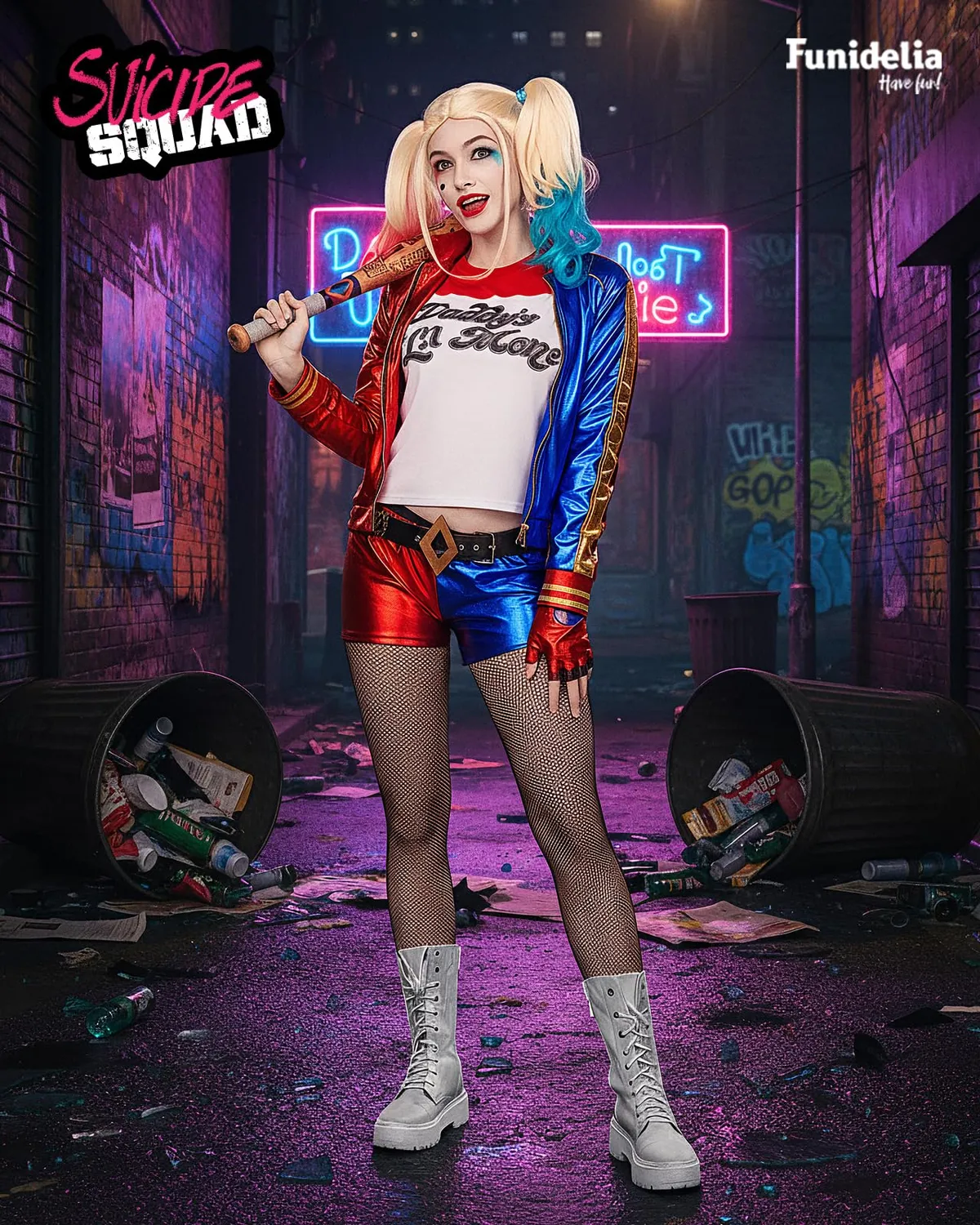 Funidelia Suicide Squad Harley Quinn costume donna L blu