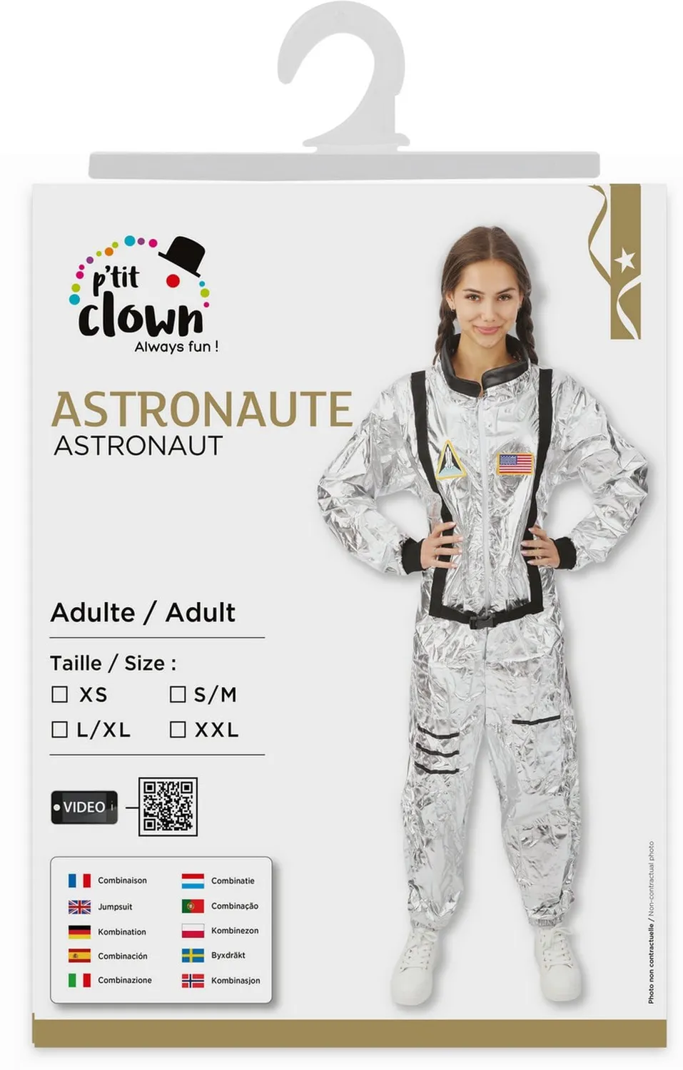 P'tit Clown astronauta costume donna grigio poliestere