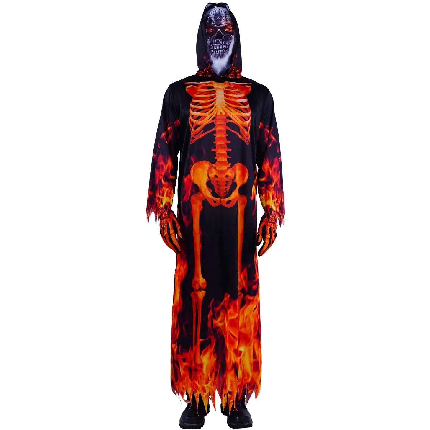 SEA HARE Fiamma costume scheletro adulto con cappuccio poliestere
