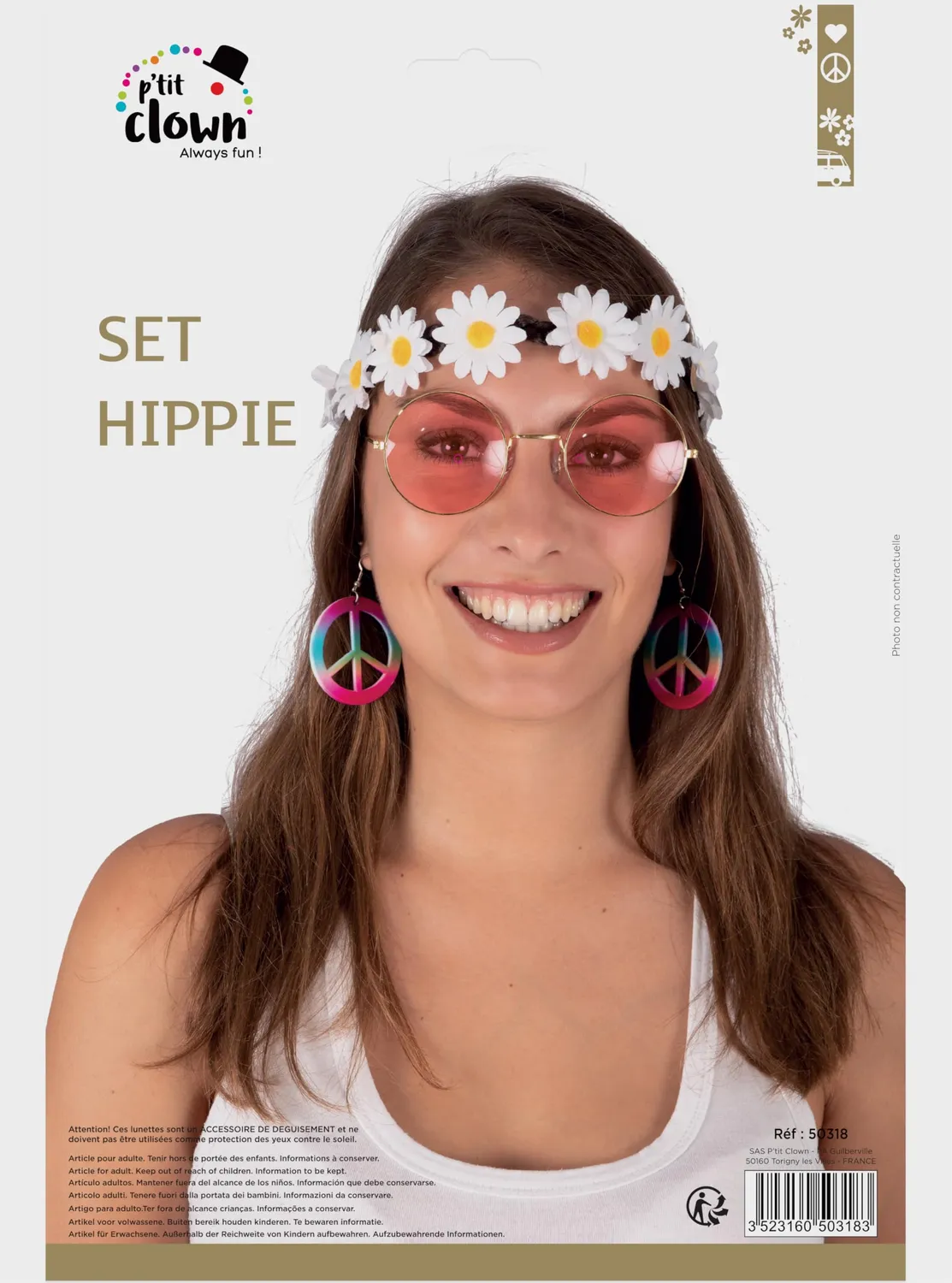 P'tit Clown Hippie re50318 set occhiali 3 pezzi anni 70