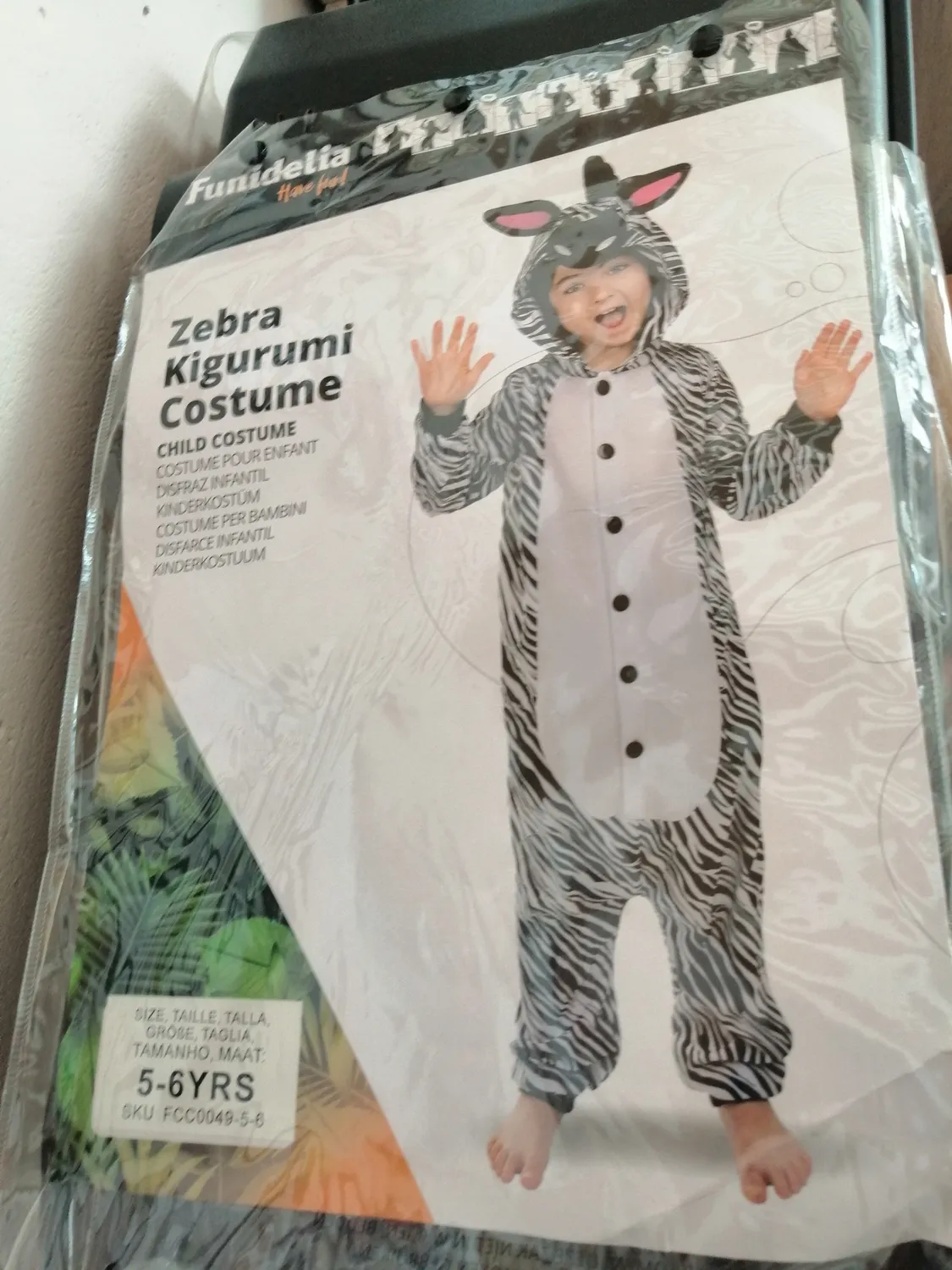 Funidelia Zebra Onesie Costume Bambino 5-6 Anni