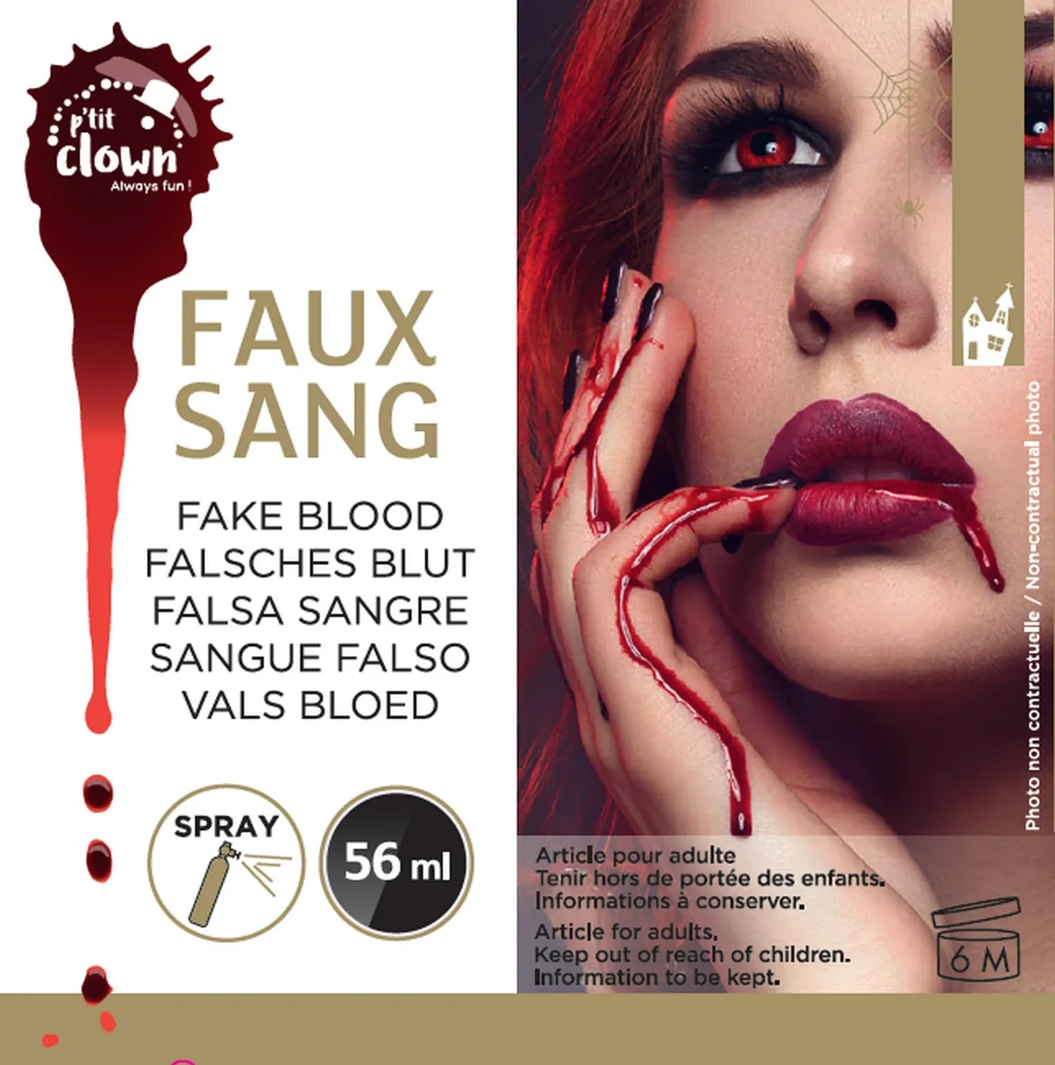 P'tit Clown sangue spray 56,6 ml effetto ferite Halloween