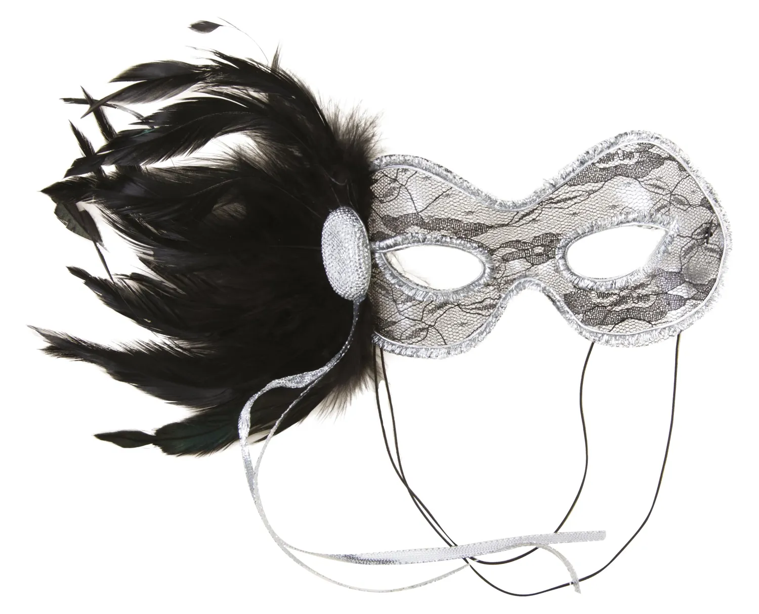 P'tit Clown maschera veneziana pizzo e piume colore casuale