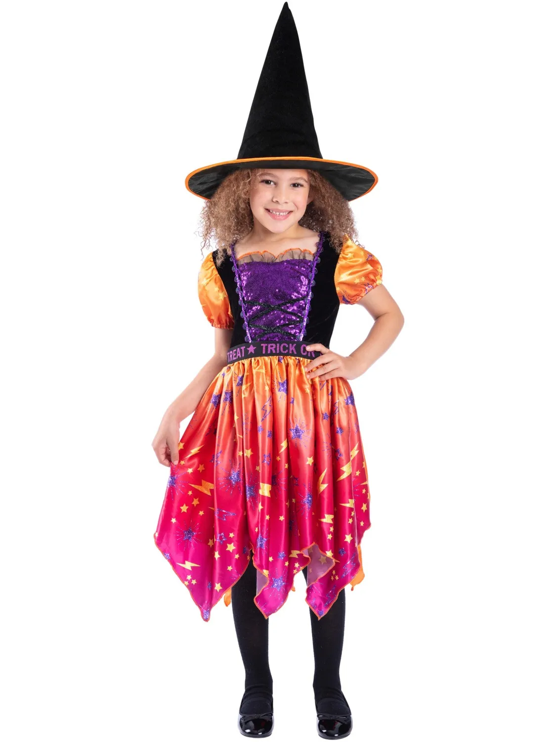 Smiffys Moon Stars Costume Strega Bambina Arancione L