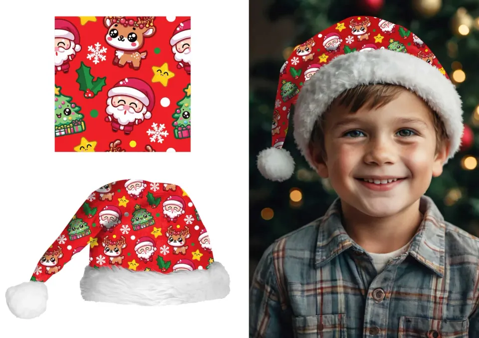 Fiestas Guirca Cappello Babbo Natale bambini costume rosso