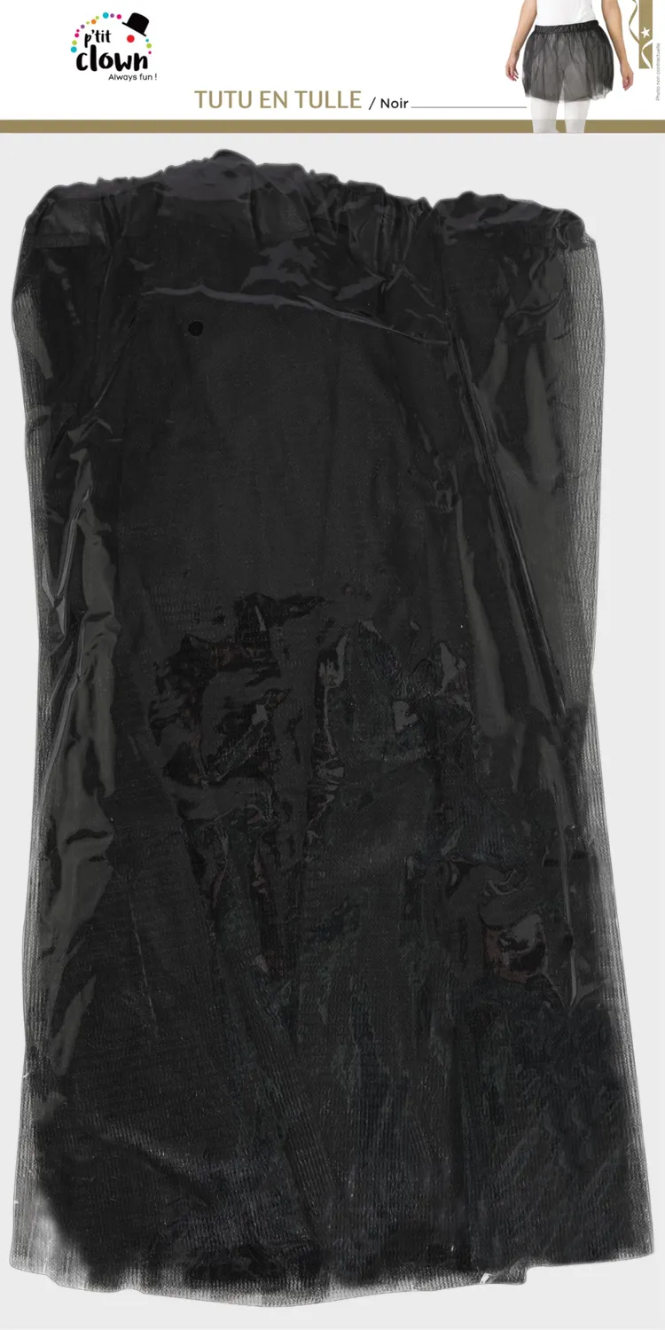 P'tit Clown Tutu in Tulle Nero Donna Taglia Unica Festa