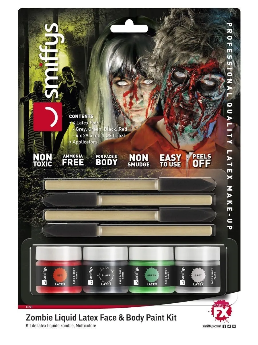 Smiffys Zombie Liquid Latex Kit trucco zombie 4 vasetti
