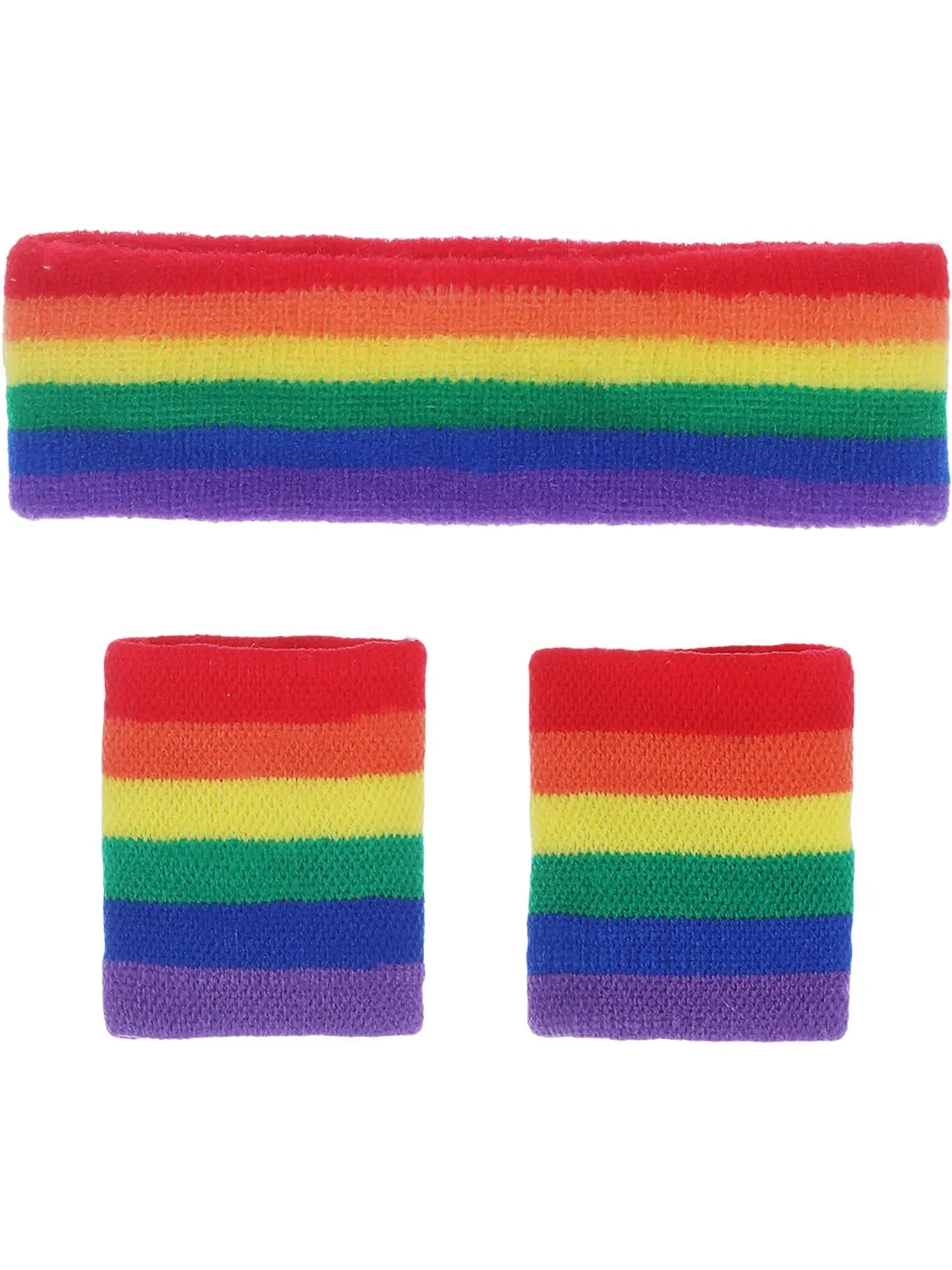 Smiffys Rainbow fasce sudore arcobaleno anni 80 set 3pz