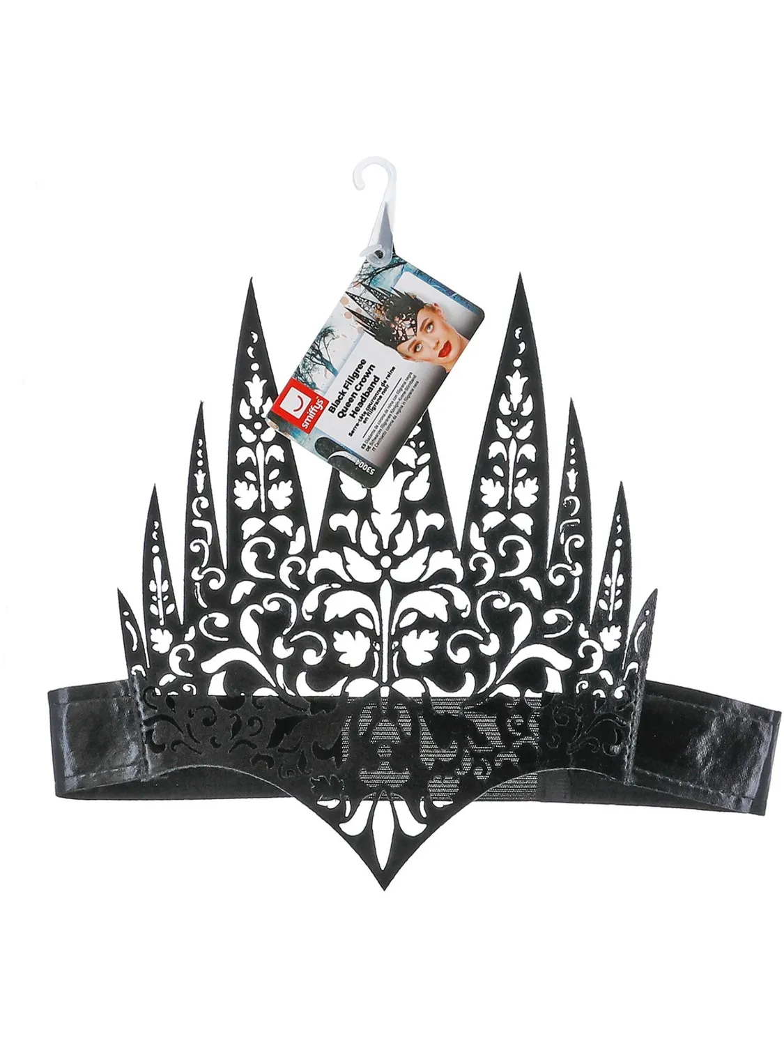 Smiffys corona regina nera cerchietto gotico