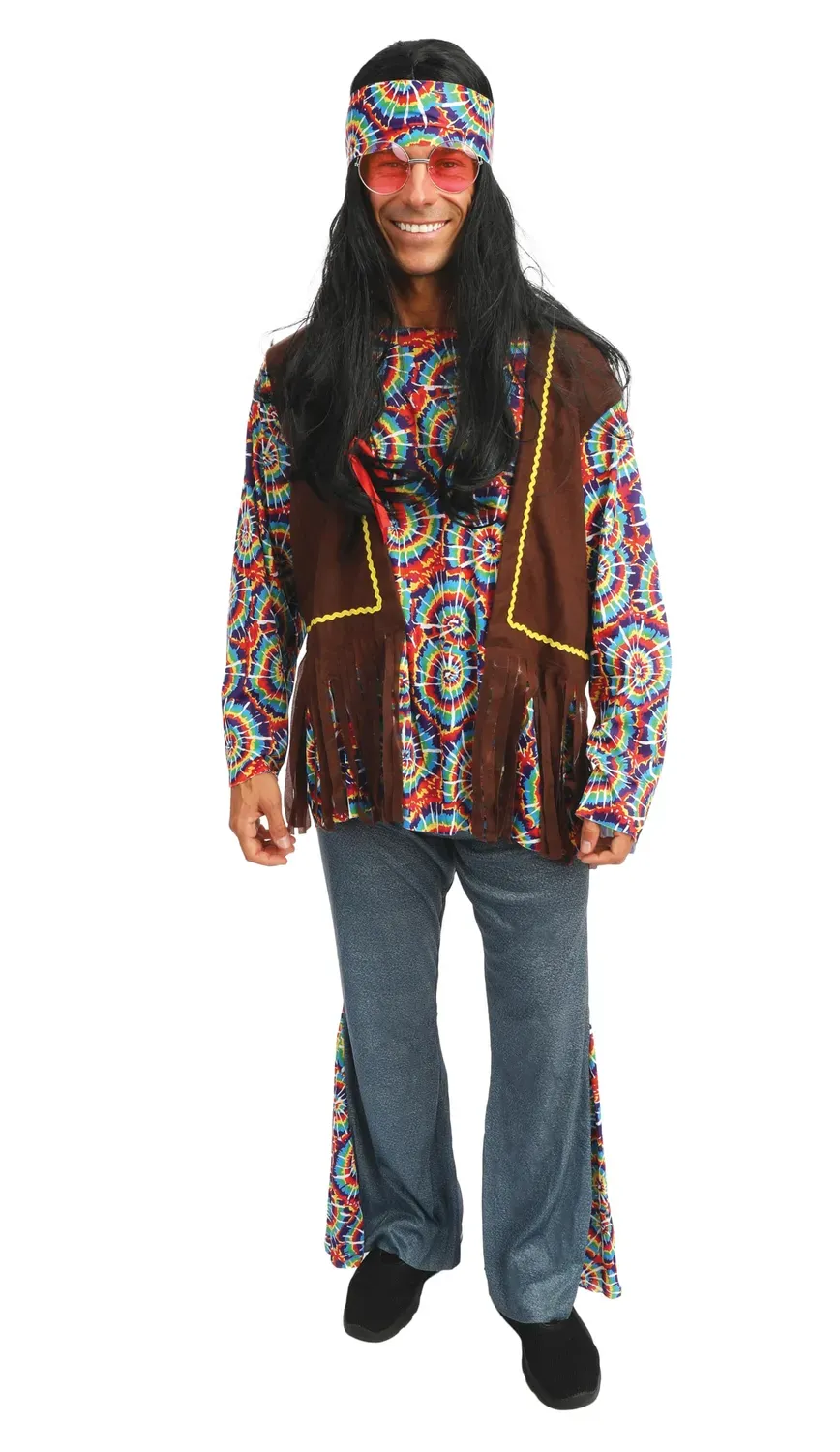 P'tit Clown Hippie Psichedelico costume uomo anni 70 colorato