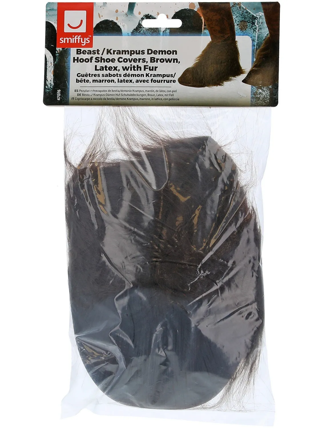 Smiffys Krampus copriscarpe zoccoli demone marroni pelo