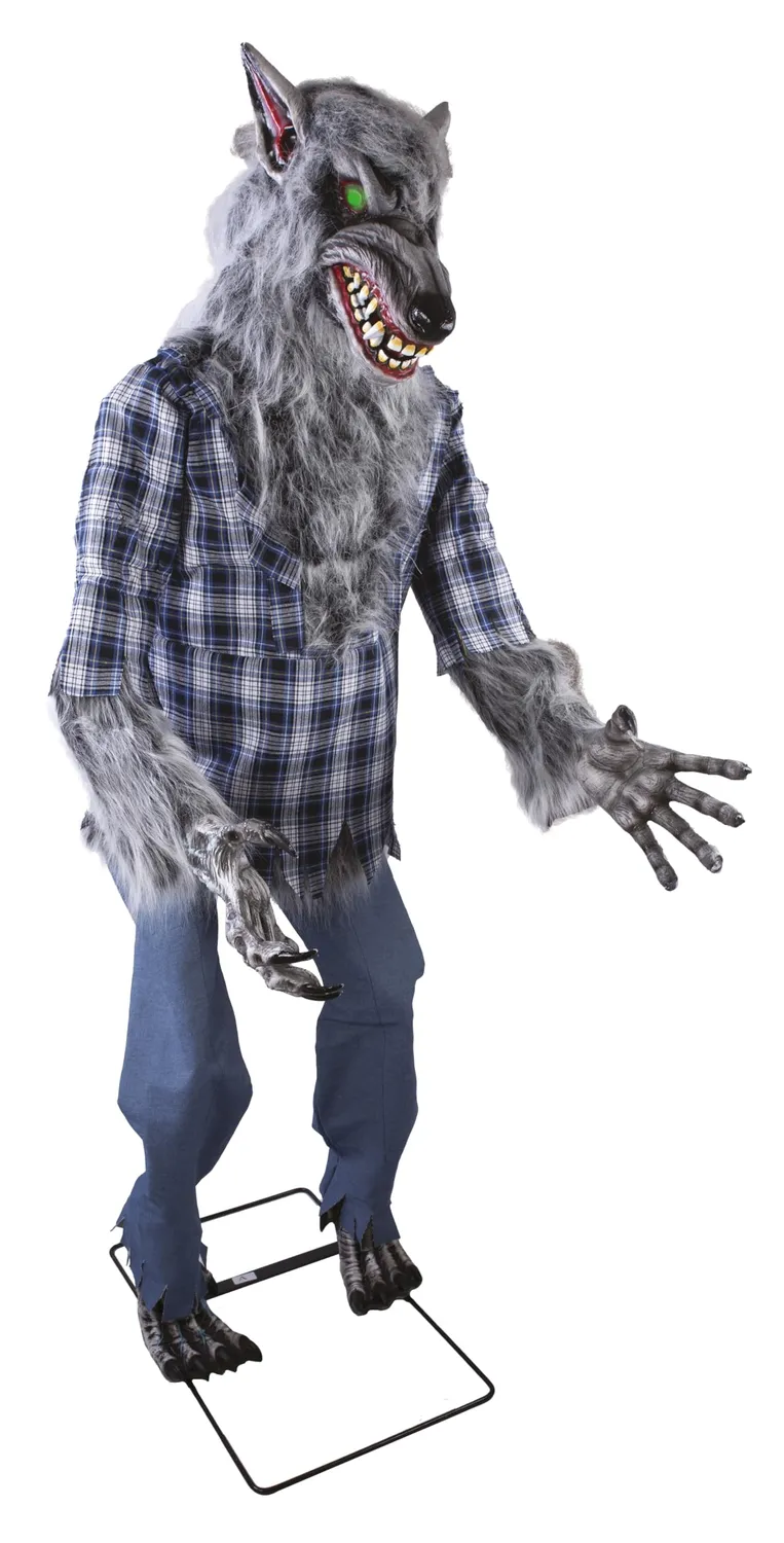 P'tit Clown Lupo Mannaro Animato 180 cm Decorazione Halloween Grigio