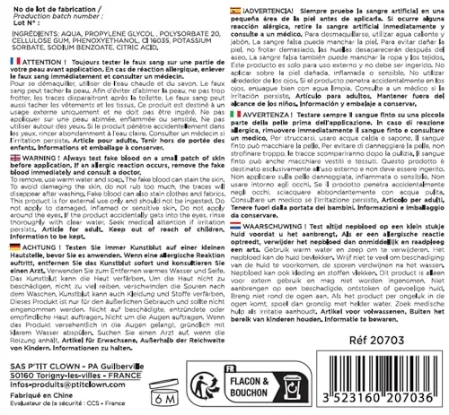 P'tit Clown 20703 sangue finto gel bidone 472 ml