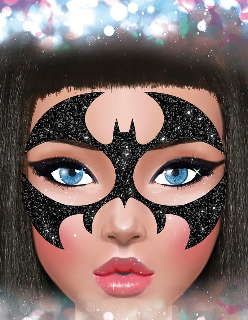 Fiestas Guirca Bat Glitter Gemme Viso Pipistrello Nero