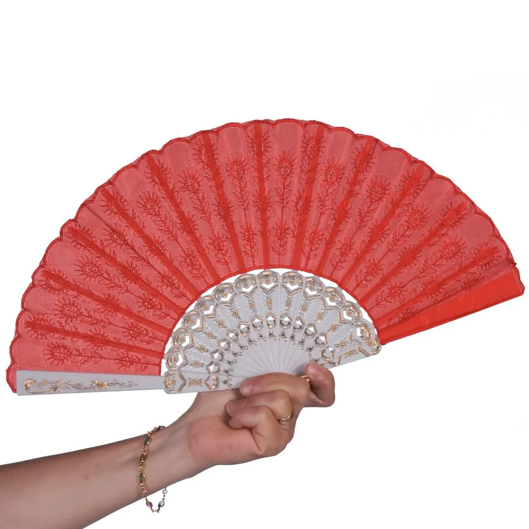 P'tit Clown 62452 ventaglio pieghevole nero 45 cm ricamato