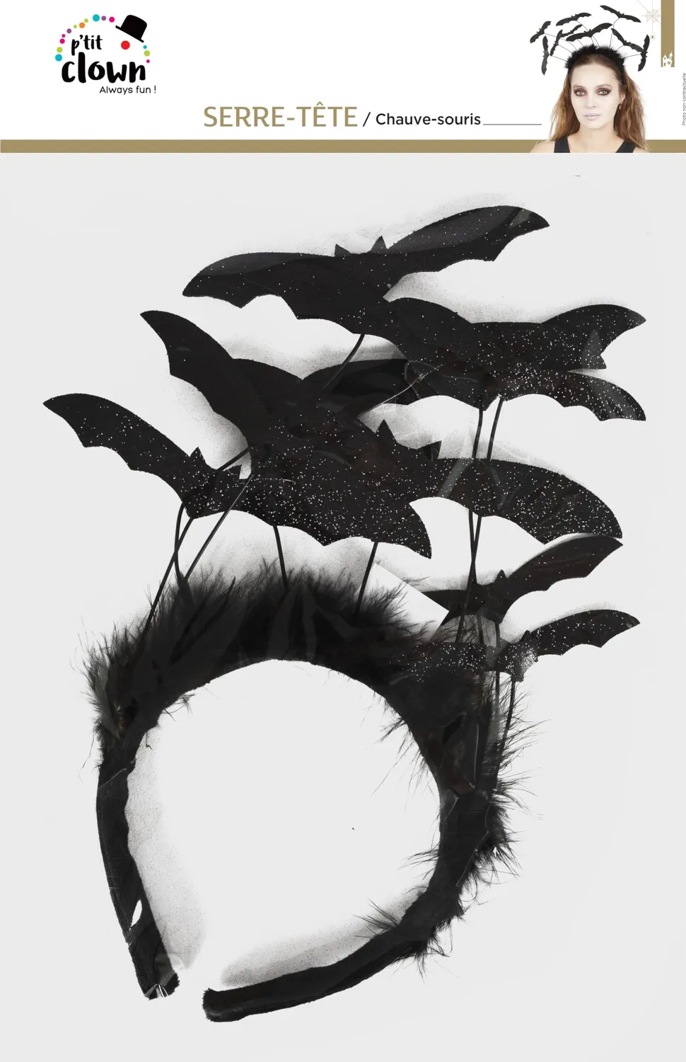 P'tit Clown Cerchietto Pipistrelli Nero Halloween Adulto