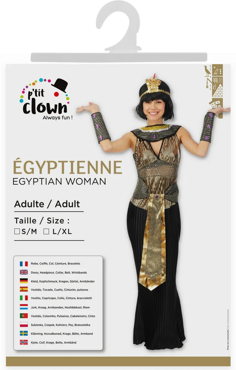 P'tit Clown Egiziana costume donna nero L-XL completo
