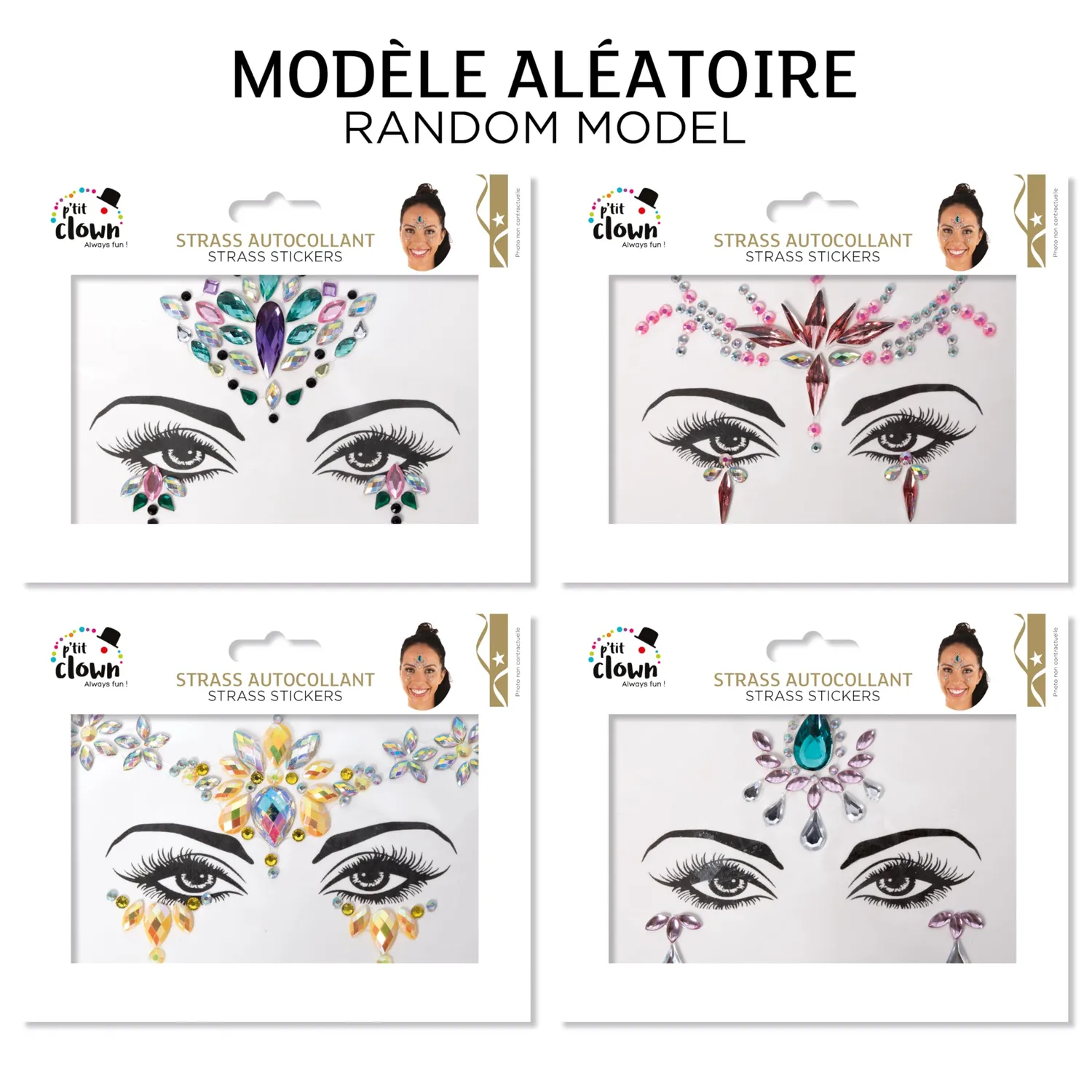 P'tit Clown IV strass adesivi viso modello casuale